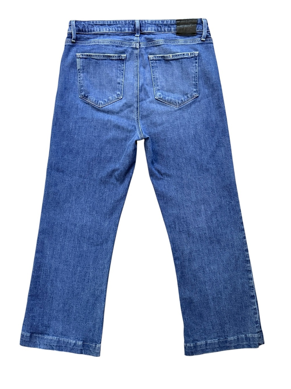 Paige Leenah High Rise Cropped Wide Leg Jeans Size 31 Blue Stretch Denim - Picture 3 of 9